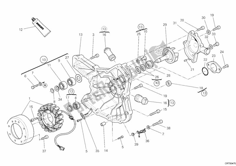 All parts for the Generator Cover - Water Pump of the Ducati Superbike 1198 S 2009